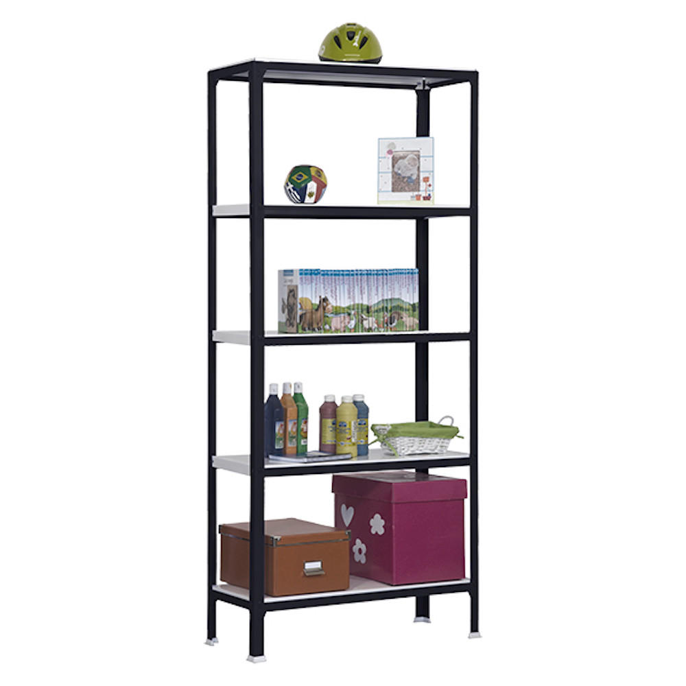 WOHNREGAL LIVING KOALA METAL mit 5 Fachböden | HxBxT 180x80x30cm | Fachlast 150kg | Anthrazit/Weiß - Anthrazit, Metall (80/180/30cm) - PROREGAL