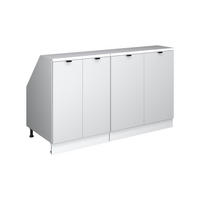 KUHINJSKI ORMAR ZA KOSINE KROVA R-Line Bijeli grebeni 140 cm Set od 2 korpusa ormara, dubina 60 cm - bijela, drvni materijal (140/83.8/60cm) - Vicco