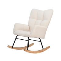 SCHAUKELSTUHL aus Samt mit Holz-Kufen für Wohnzimmer - Beige, Holz/Textil (62/92/88cm) - PARAFTA HOME