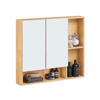 SPIEGELSCHRANK Natur - Braun, Glas/Holzwerkstoff (80/70/13cm) - SoBuy