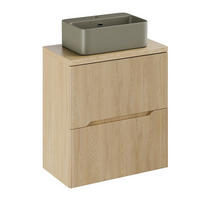 WASCHTISCHKOMBI 80 cm 3Teile - Nordic Cremona N BM400 in Cremona-Eiche/Dunkelgrün - Dunkelgrün/Eichefarben, Holz/Keramik (55/12/38cm)