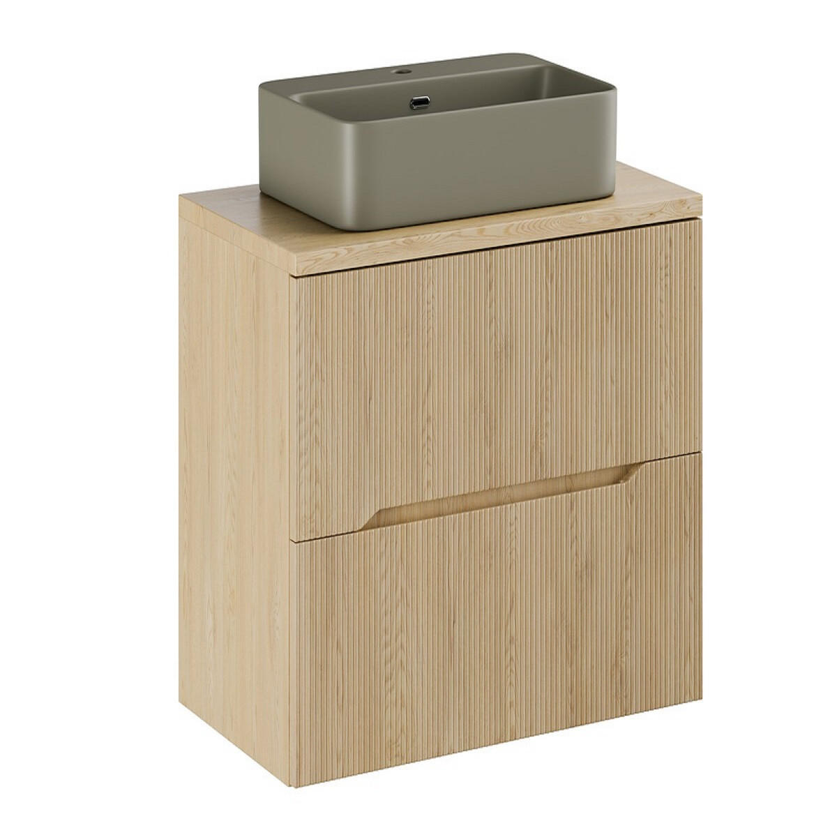 WASCHTISCHKOMBI 80 cm 3Teile - Nordic Cremona N BM400 in Cremona-Eiche/Dunkelgrün - Dunkelgrün/Eichefarben, Holz/Keramik (55/12/38cm)