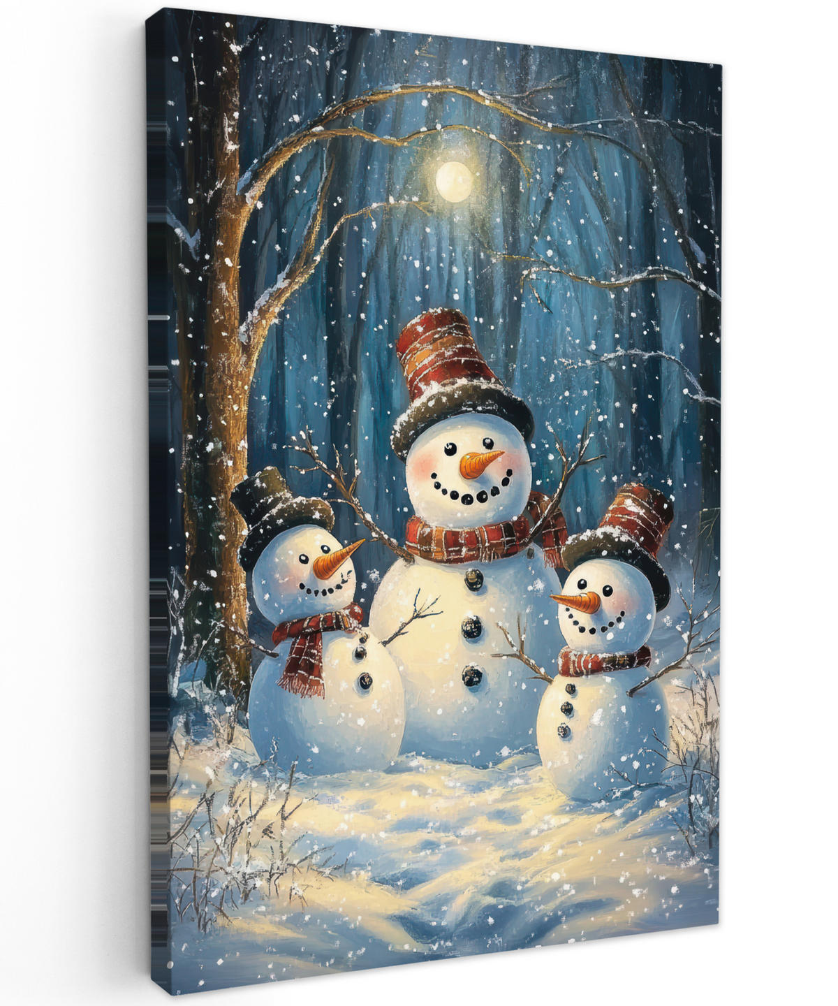 LEINWANDBILD Schneemann - Schnee - Winter - Wald 60x90 cm - Hellblau, Textil (60/90cm) - MuchoWow