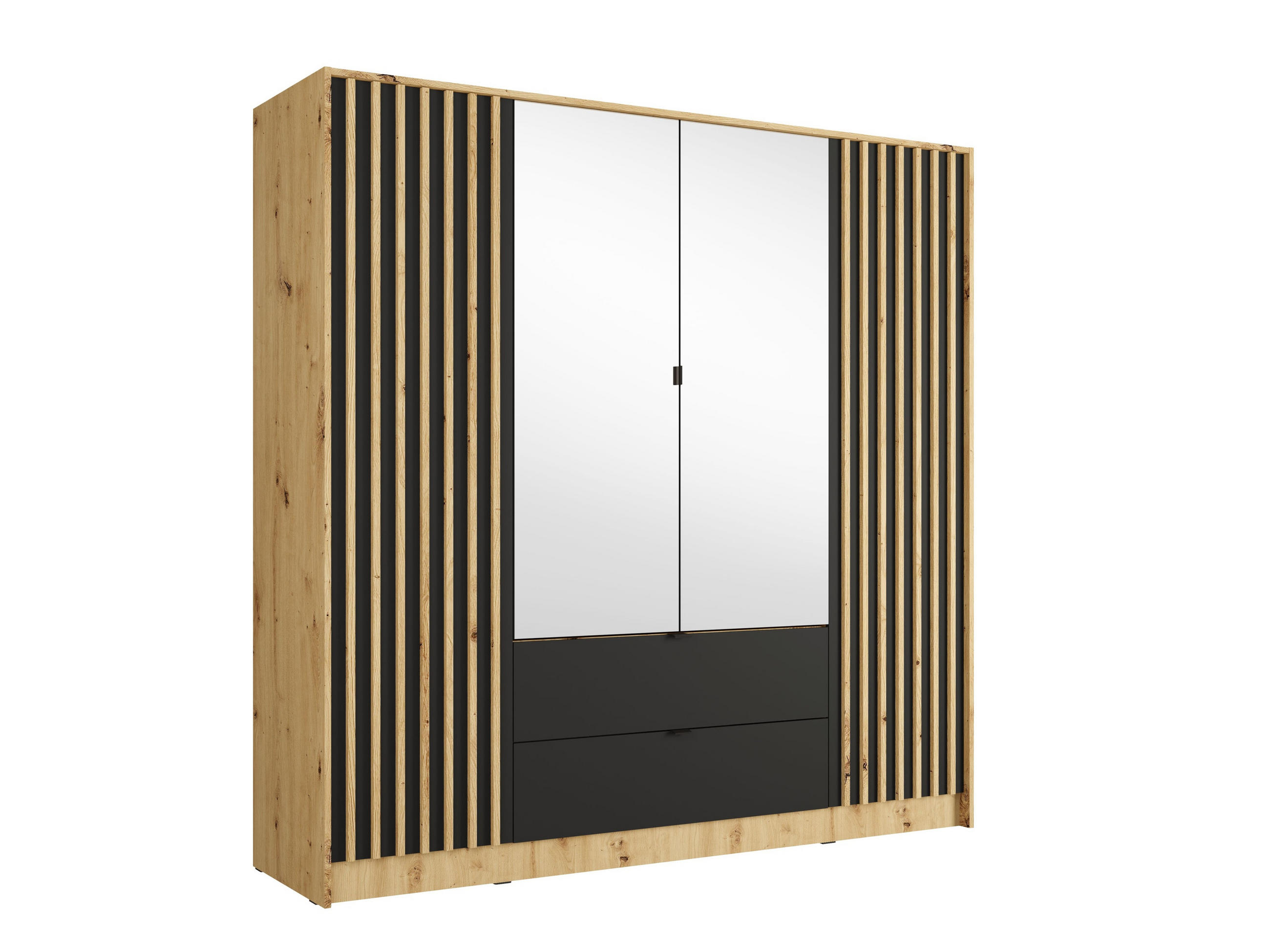 KLEIDERSCHRANK Eiche Artisan, Onyx Schwarz 200/200,5/54,5 - Eiche Artisan, Holzwerkstoff (200/201/55cm) - RAUMHIRSCH FURNITURE