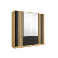 KLEIDERSCHRANK Eiche Artisan, Onyx Schwarz 200/200,5/54,5 - Eiche Artisan, Holzwerkstoff (200/201/55cm) - RAUMHIRSCH FURNITURE