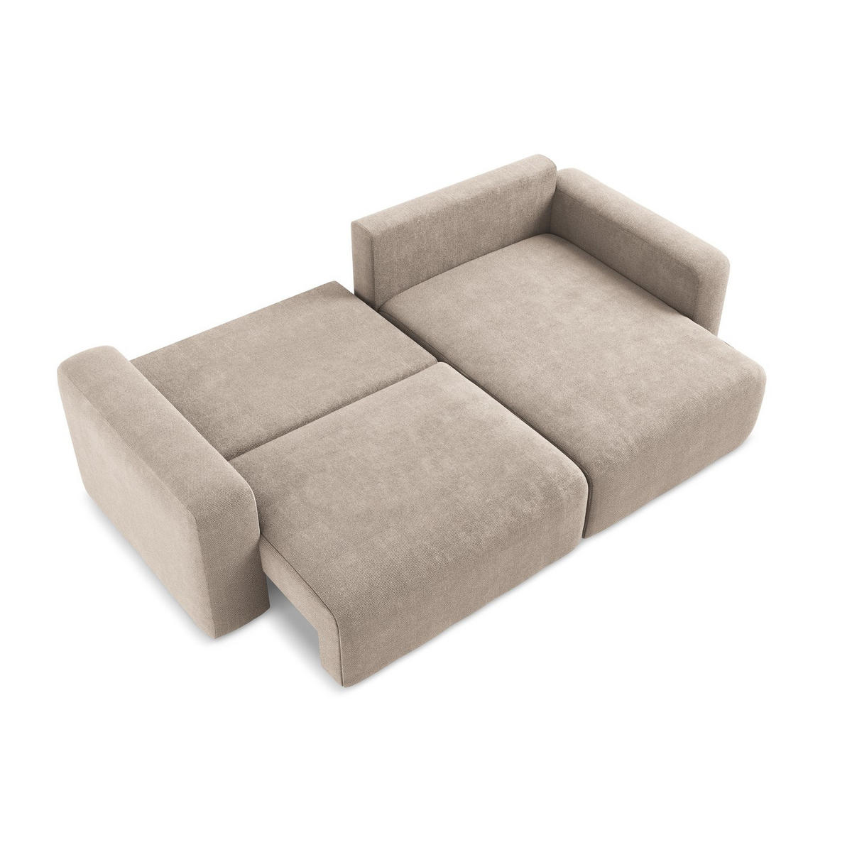ECKSOFA mit Schlaffunktion rechts Chenille Stoff Beige - Beige/Schwarz, Kunststoff/Textil (244/149cm) - LaMiaSofa