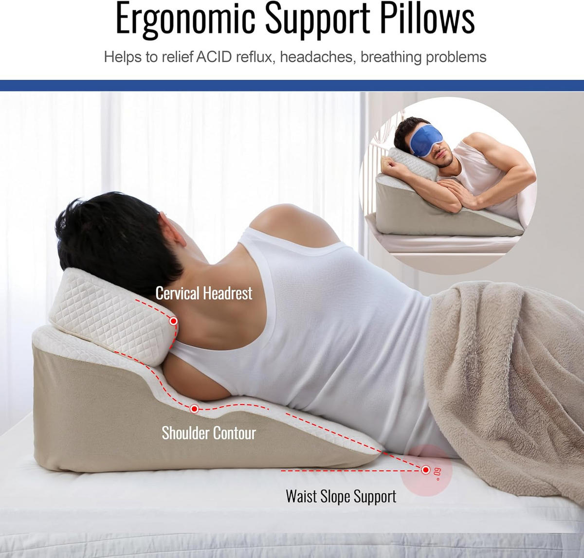 SEITENSCHLÄFERKISSEN Weiß - Weiß, Textil (55/60cm) - Vercart