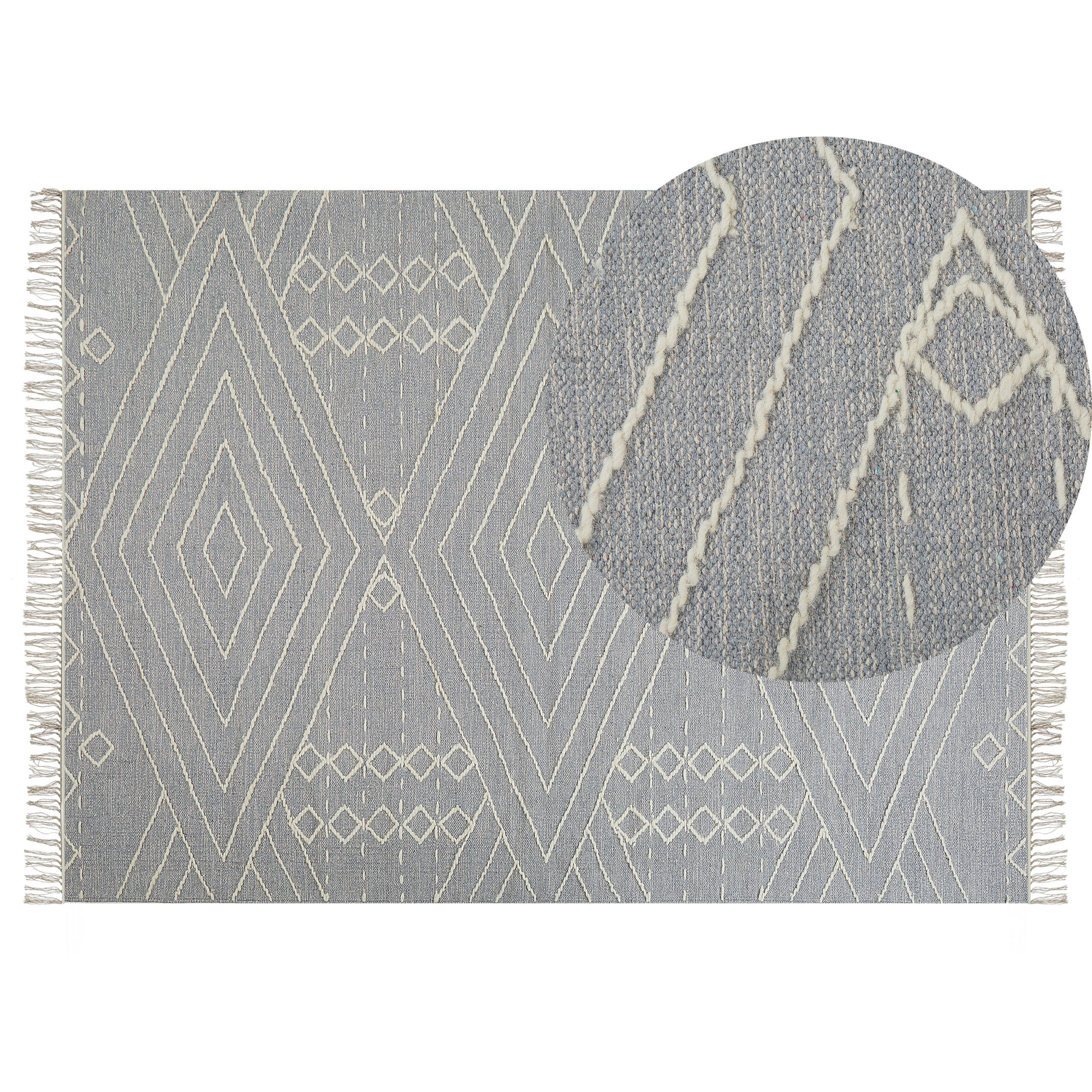 KURZFLOR-TEPPICH Khenifra 200/140 cm - Grau, Textil (140/200cm) - Beliani