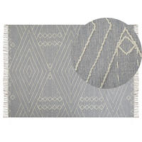 KURZFLOR-TEPPICH Khenifra 200/140 cm - Grau, Textil (140/200cm) - Beliani