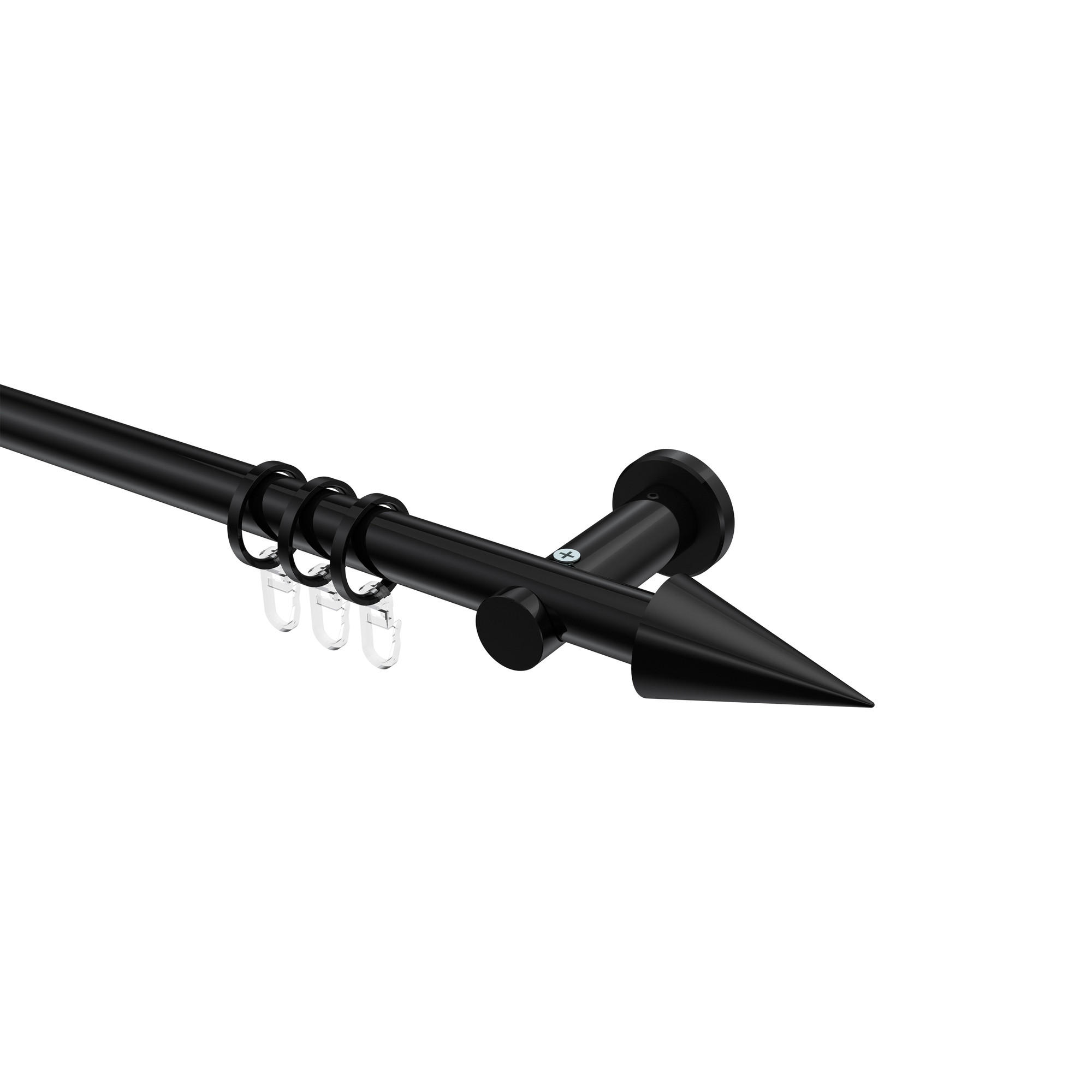 GARDINENSTANGEN-SET Platon Savio 420 cm (geteilt in 3 x 140 cm), 1-läufig, 20 mm Ø Schwarz - Schwarz, Metall (420cm) - INTERDECO