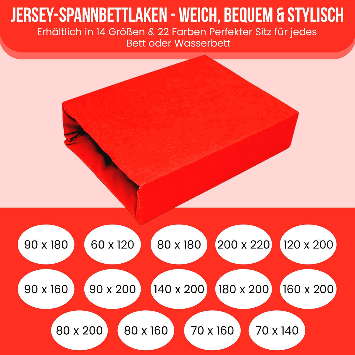 SPANNBETTLAKEN 180/200 cm, Jersey Elastisch 100 % Baumwolle Rot - Rot, Textil (180/200cm) - Best For Home
