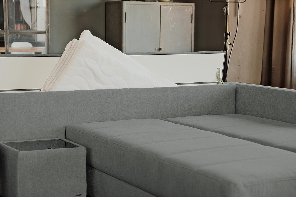 SCHLAFSOFA IDA Anthrazit Webstoff - Anthrazit/Schwarz, Textil (287/229cm) - KAWOLA