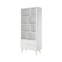 STANDREGAL Flore A Weiß - 88 cm - mit 2 geriffelten Schubladen - Gelb/Goldfarben, Holz/Holzwerkstoff (88/194/38cm) - Ravio