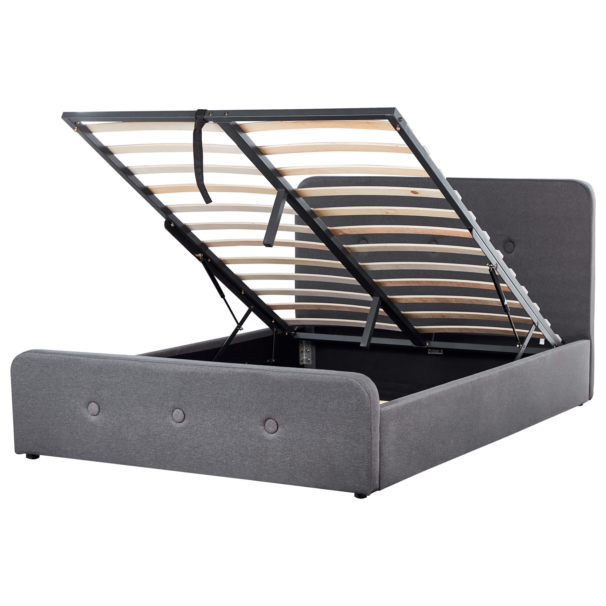 BETT mit Stauraum 140x200 cm Grau Rennes - Dunkelgrau, Textil (140/200cm) - Beliani