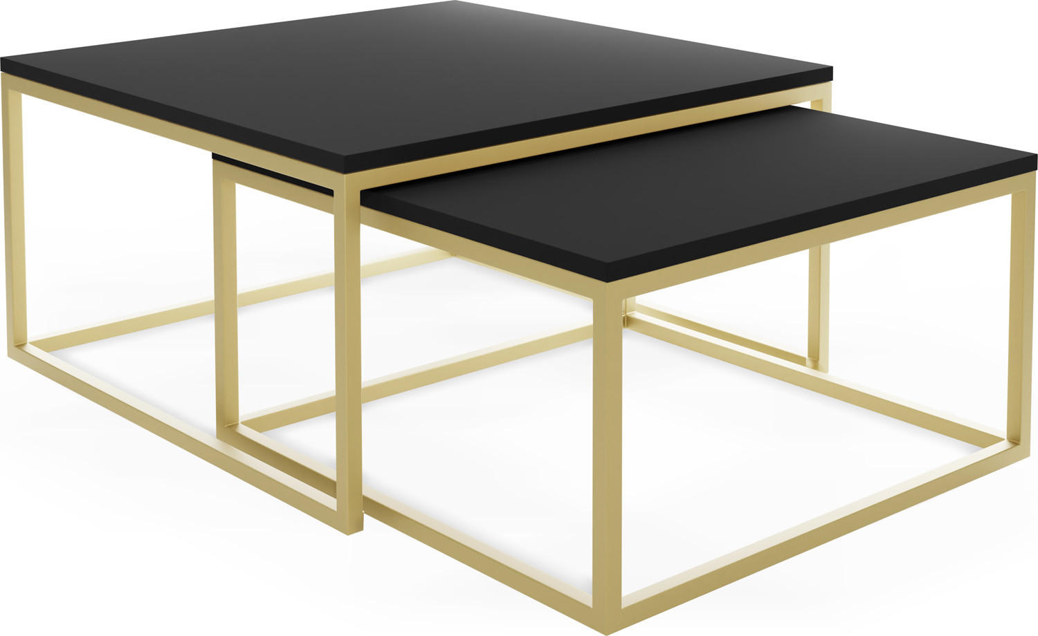 KONFERENČNÉ Stolíky Vella Gold 2er-Set Quadratisch, Čierna 76/76/39cm + 66/66/34 cm - čierna/zlatá, kov/kompozitné drevo (76/76/39cm) - WFL GROUP
