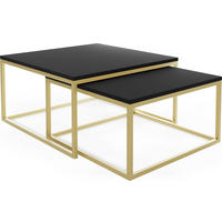 KONFERENČNÉ Stolíky Vella Gold 2er-Set Quadratisch, Čierna 76/76/39cm + 66/66/34 cm - čierna/zlatá, kov/kompozitné drevo (76/76/39cm) - WFL GROUP