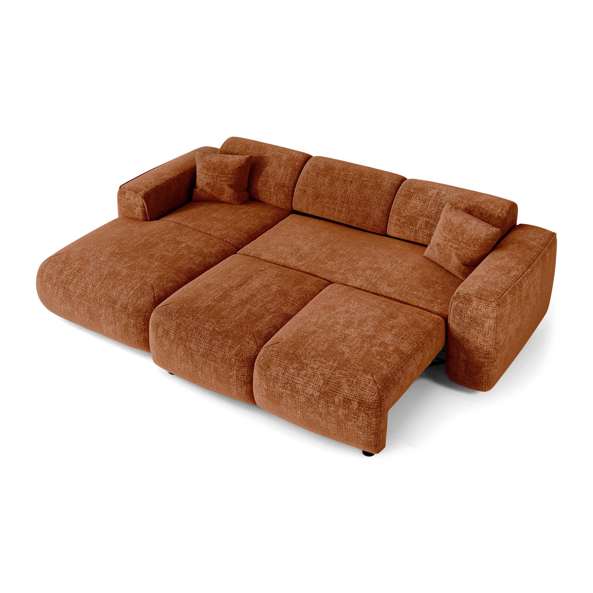 ECKSCHLAFSOFA Geprägter Samt Terracotta 283cm - Dunkelorange/Terra cotta, Textil (283/180cm) - Sia Home