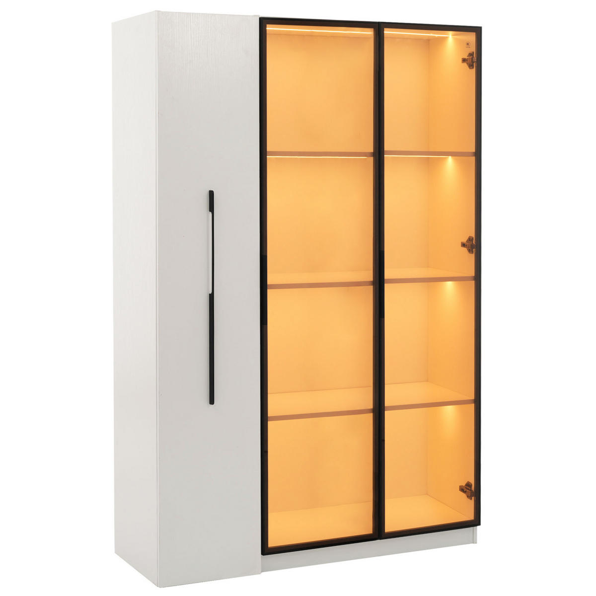HIGHBOARD 110,5/35/160 cm in Weiß mit LED-Beleuchtung und Seitenauszug - Weiß, Holzwerkstoff (110.5/160/35cm) - Flora Grace