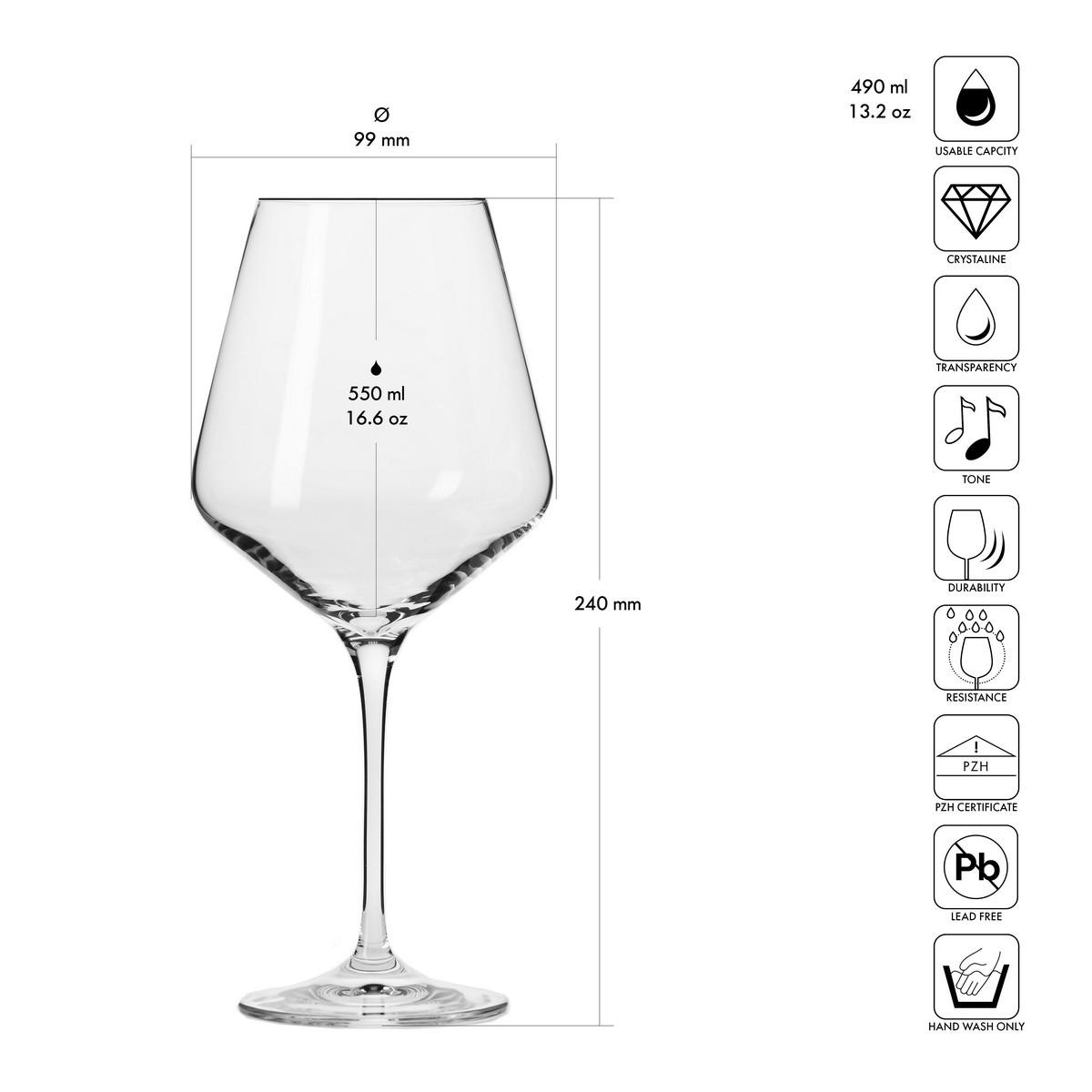 ROTWEINGLÄSER 6er-Set 550 ML - Transparent, Glas (0.49L) - Krosno Glass