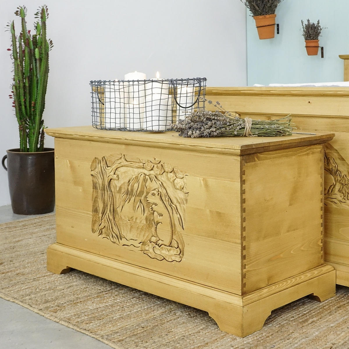 TRUHENBANK aus Massivholz JAGNA - Honig, Holz (90/50/45cm) - Seart