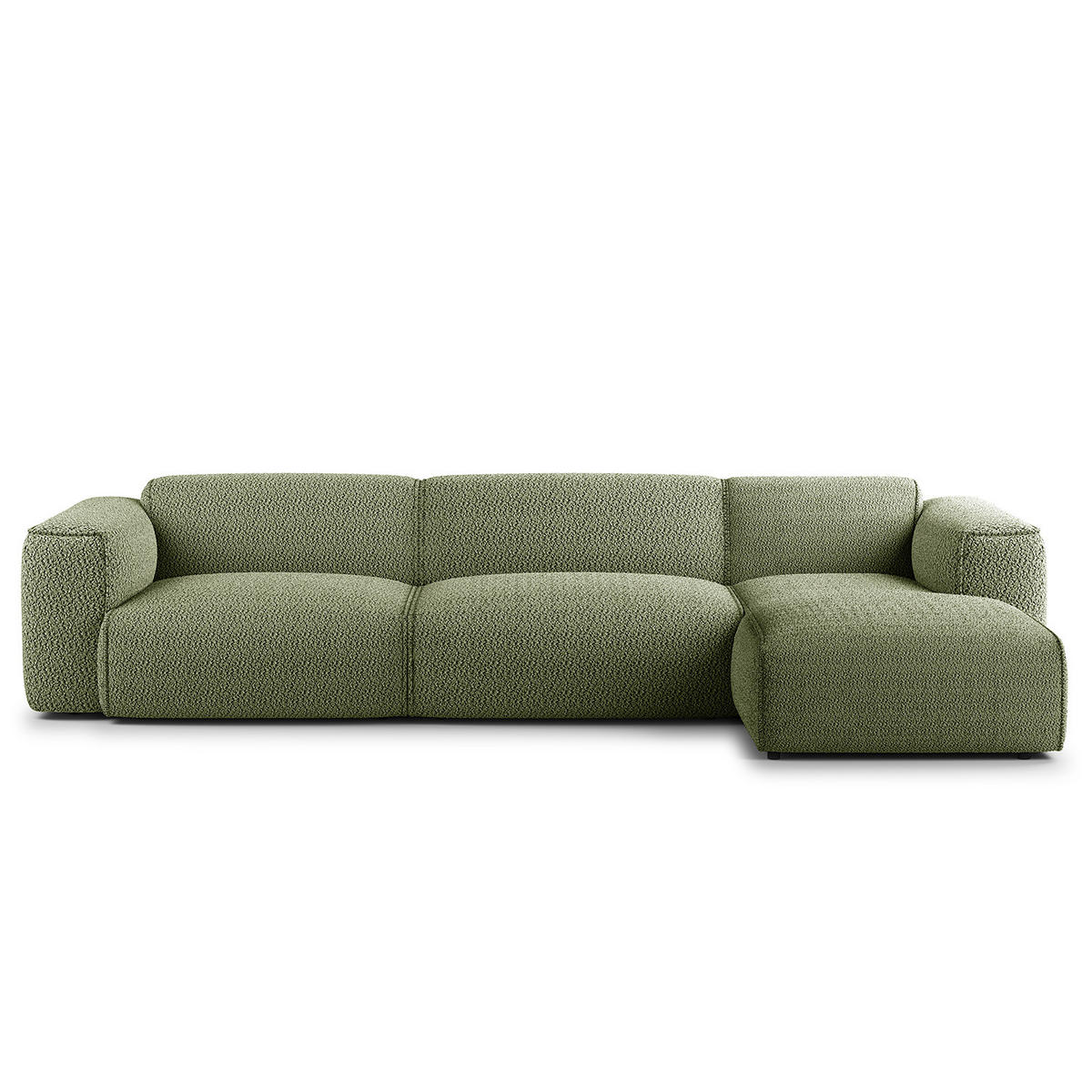 3-SITZER ECKSOFA mit Longchair - Schwarz/Grün, Kunststoff/Textil (317/173cm) - home24