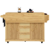 SERVIERWAGEN ausklappbar 142,5 x 80 x 95 cm Naturholz - Naturfarben, Holz (80/95/142.5cm) - Beauniv