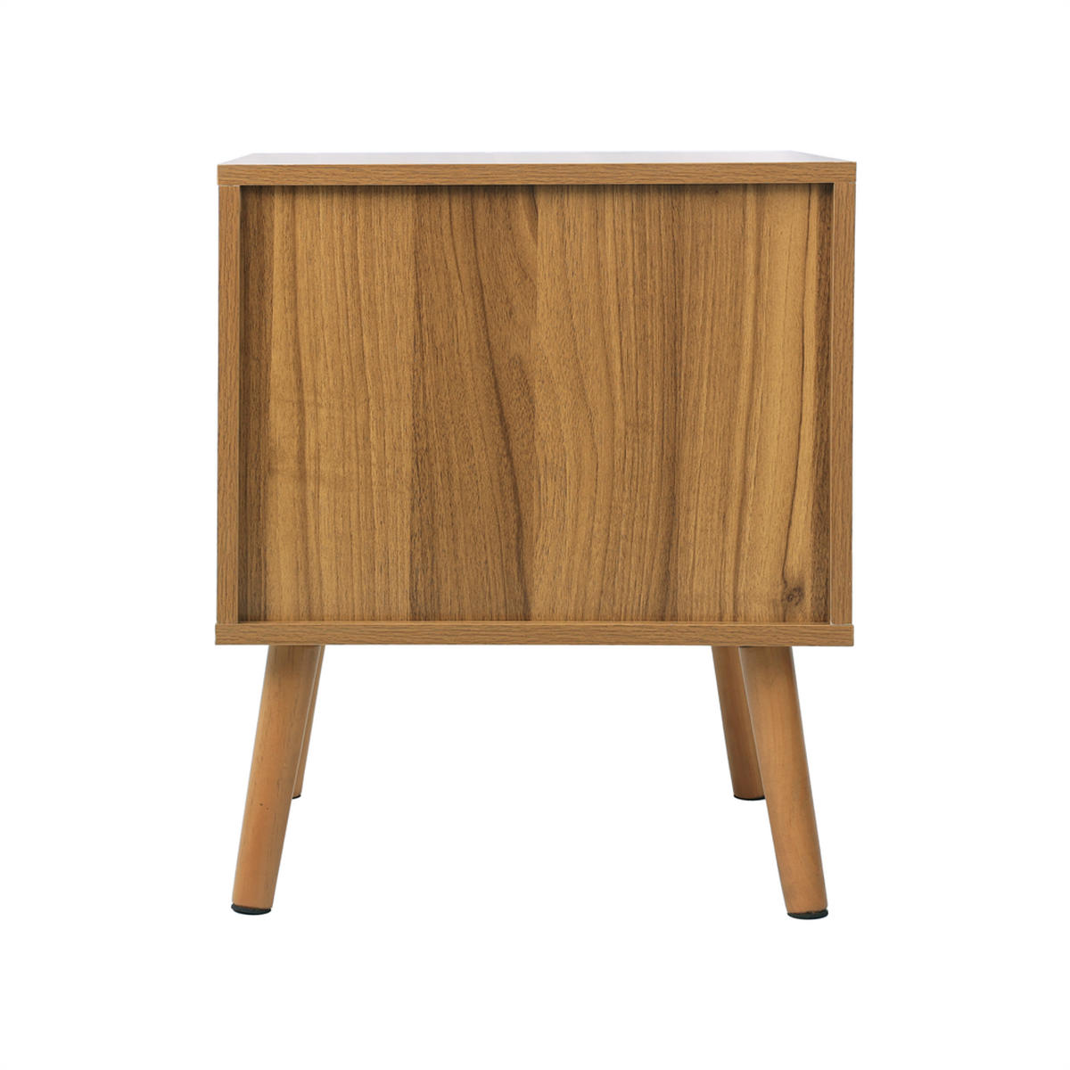NACHTTISCH aus Rattan in Walnussoptik mit Goldgriff - offenem Regal und 1 Schublade - 45 x 40 x 55 cm - Walnussfarben, Holzwerkstoff (45/55/40cm) - DELFA