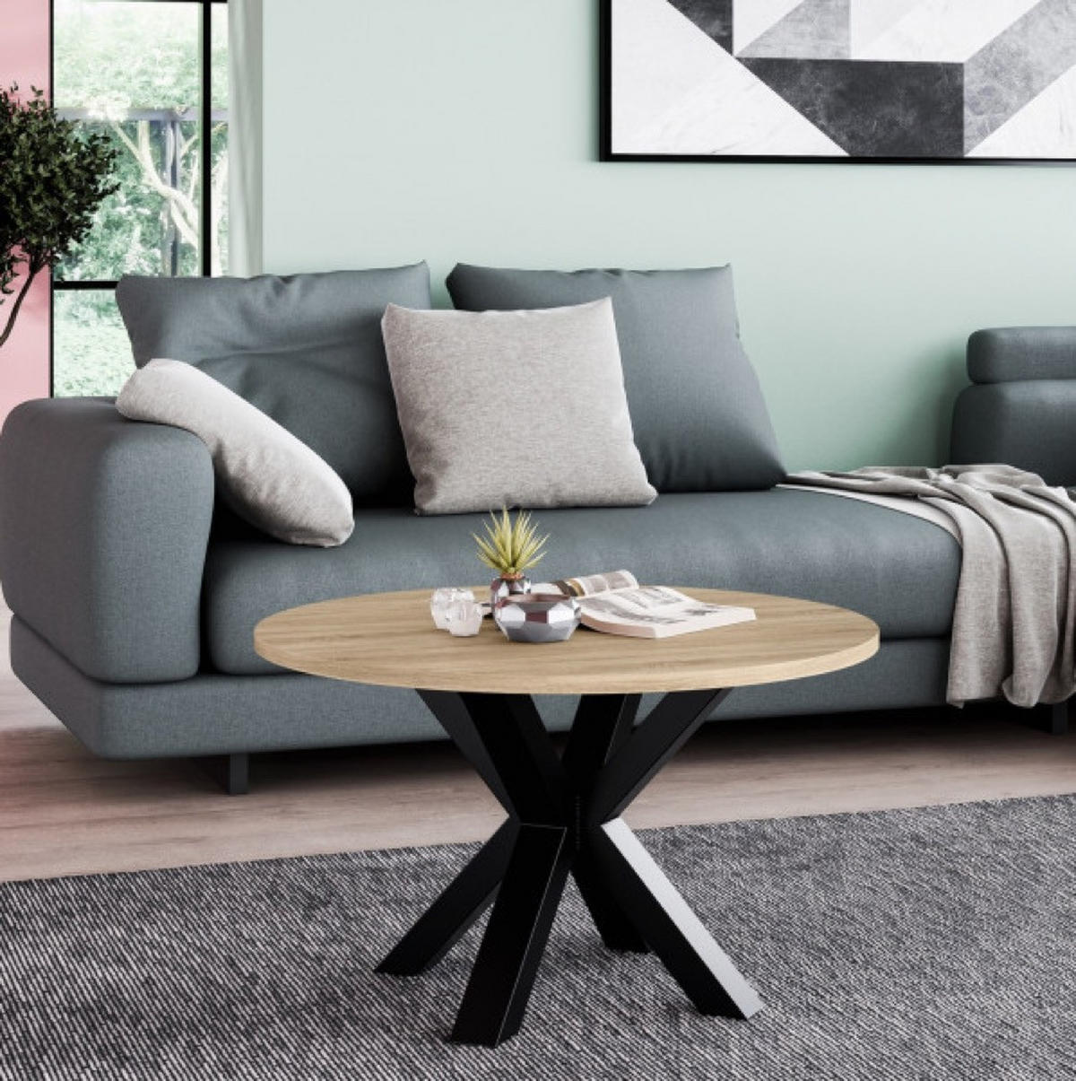 TISCH Sonoma Eiche Rund 58 cm - Braun, Holzwerkstoff (58/58/45cm) - Sepro Meble