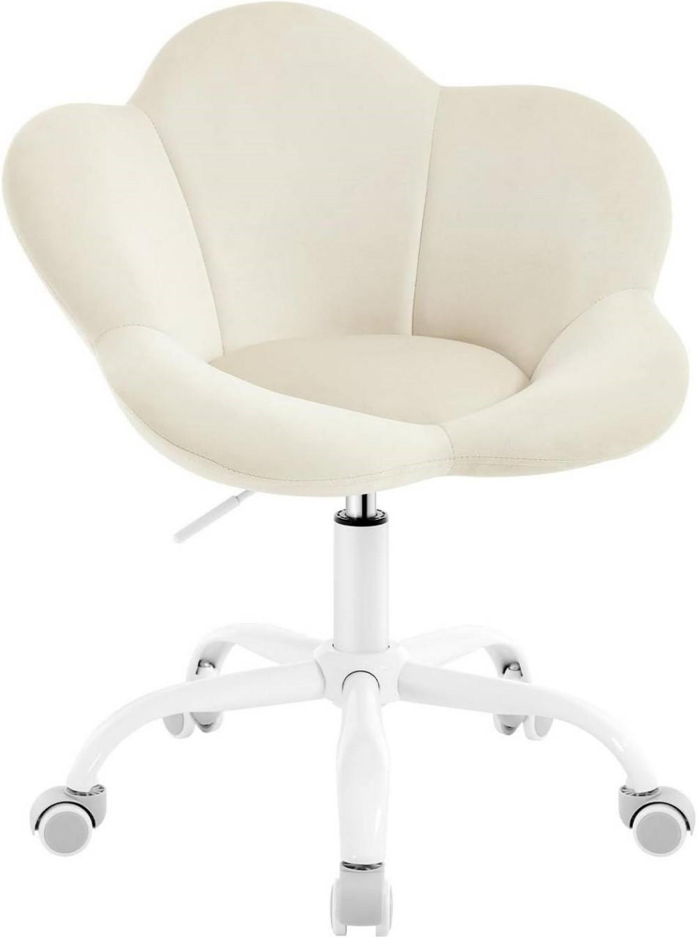 DREHSTUHL Kinder, blumenförmig, Samt, Beige - Beige/Weiß, Kunststoff/Textil (62/71/51cm) - Woltu