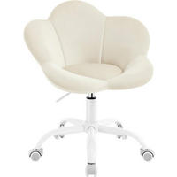 DREHSTUHL Kinder, blumenförmig, Samt, Beige - Beige/Weiß, Kunststoff/Textil (62/71/51cm) - Woltu