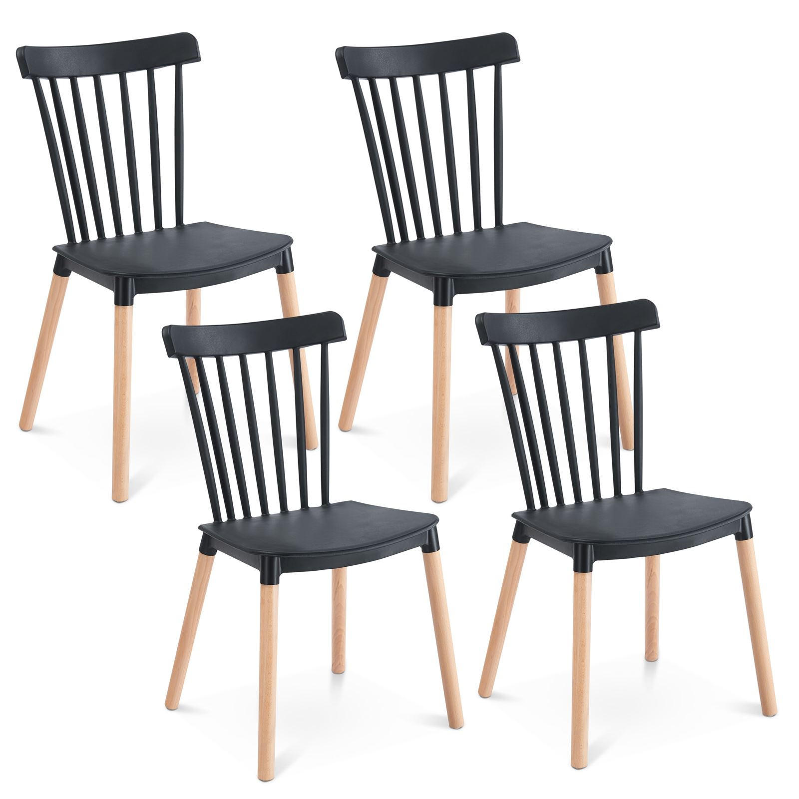 ESSZIMMERSTUHL RAVI 4er-Set schwarz - Schwarz, Kunststoff (43/79/54cm) - IDIMEX