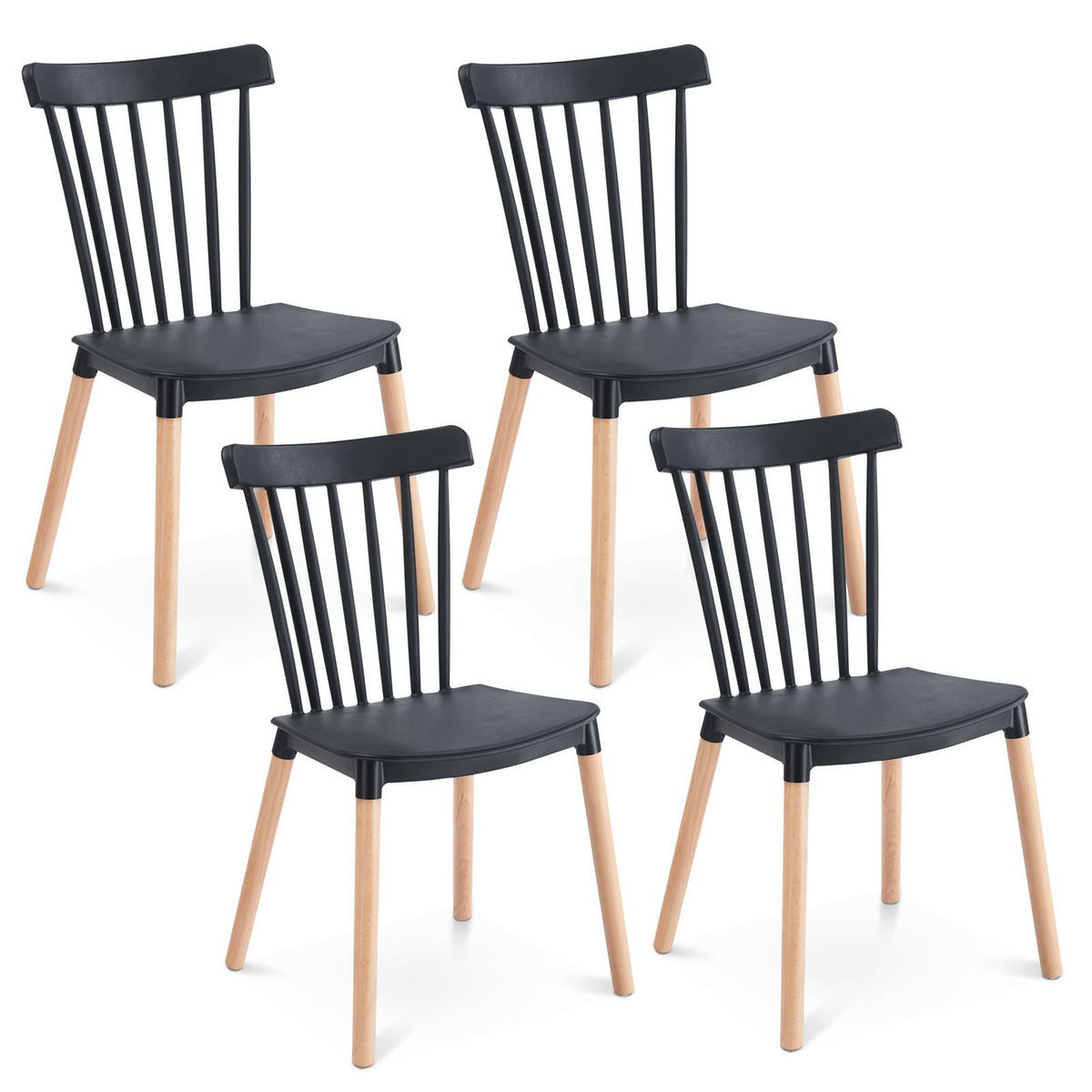 ESSZIMMERSTUHL RAVI 4er-Set schwarz - Schwarz, Kunststoff (43/79/54cm) - IDIMEX