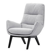 SESSEL mit Holzfüßen - Hellgrau/Schwarz, Eichenholz/Textil (83/95/97cm) - home24