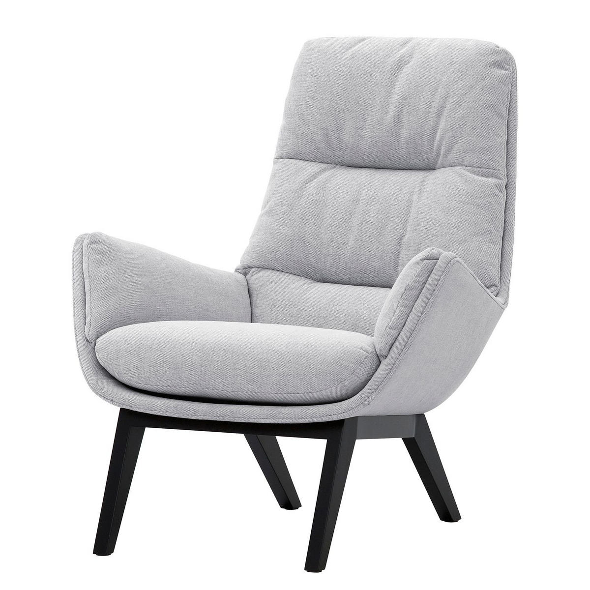 SESSEL mit Holzfüßen - Hellgrau/Schwarz, Eichenholz/Textil (83/95/97cm) - home24