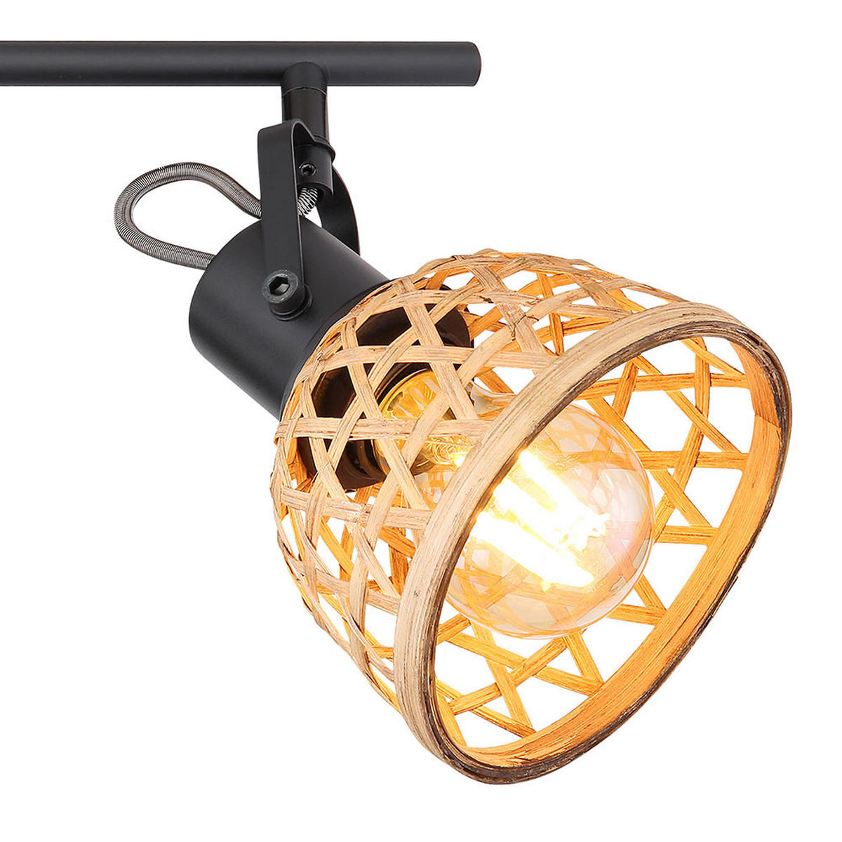 DECKENLEUCHTE Metall Bambus Schwarz WENNA - Braun, Holz (80/13/19cm) - Globo Lighting