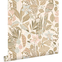 TAPETE tropischen Blumen und Paradiesvögeln 50 x 900 cm - Beige, Papier (50/900cm) - ESTAhome