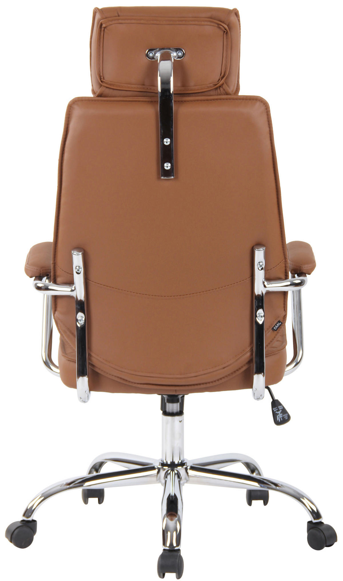 CHEFSESSEL Echtleder Hellbraun - Chromfarben/Hellbraun, Leder/Metall (59/117/57cm) - CLP