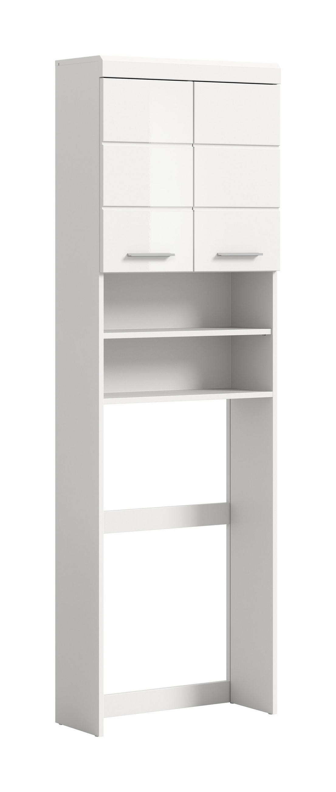WASCHMASCHINENÜBERBAU Vento Bad in weiß Nachbildung und weiß hochglanz B/H/T: 63x191x24 cm - Weiß, Holz (63/191/24cm)