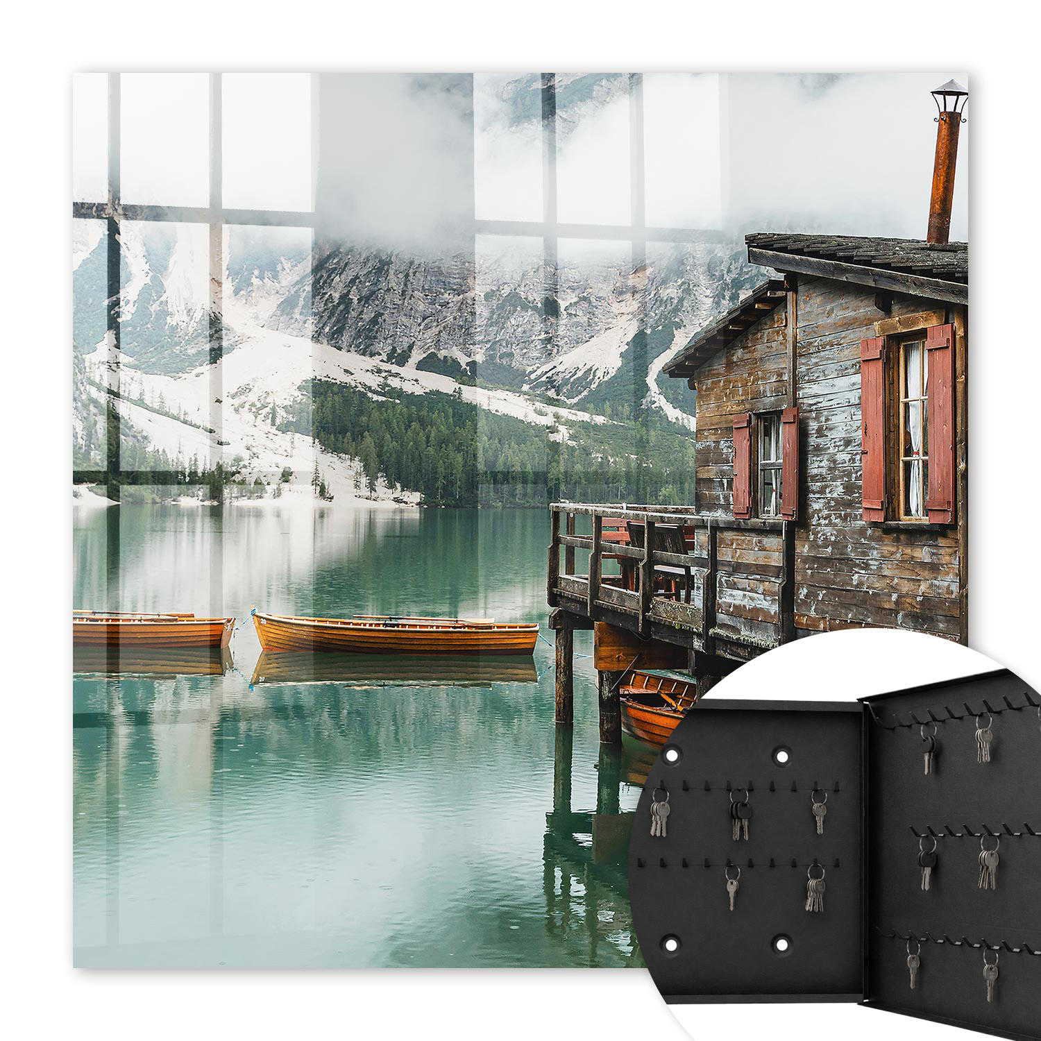 SCHLÜSSELBOX Schwarz 30x30 cm- Türöffnung nach rechts - Bergfrieden - Türkis, Metall (30/30/5cm) - TULUP