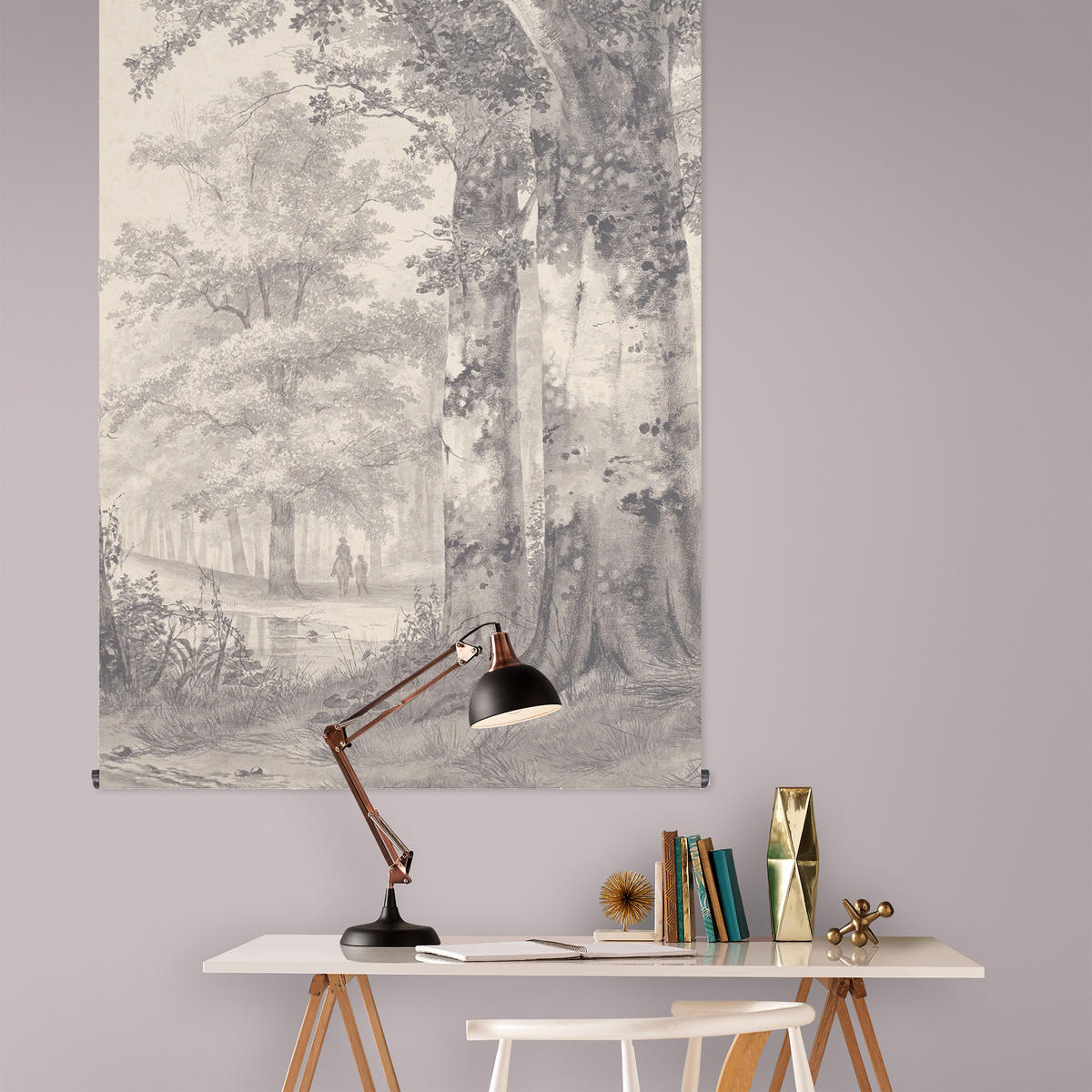 WANDTEPPICH Waldausflug 150x100cm - Beige/Grau, Textil (100/1cm) - Art for the Home