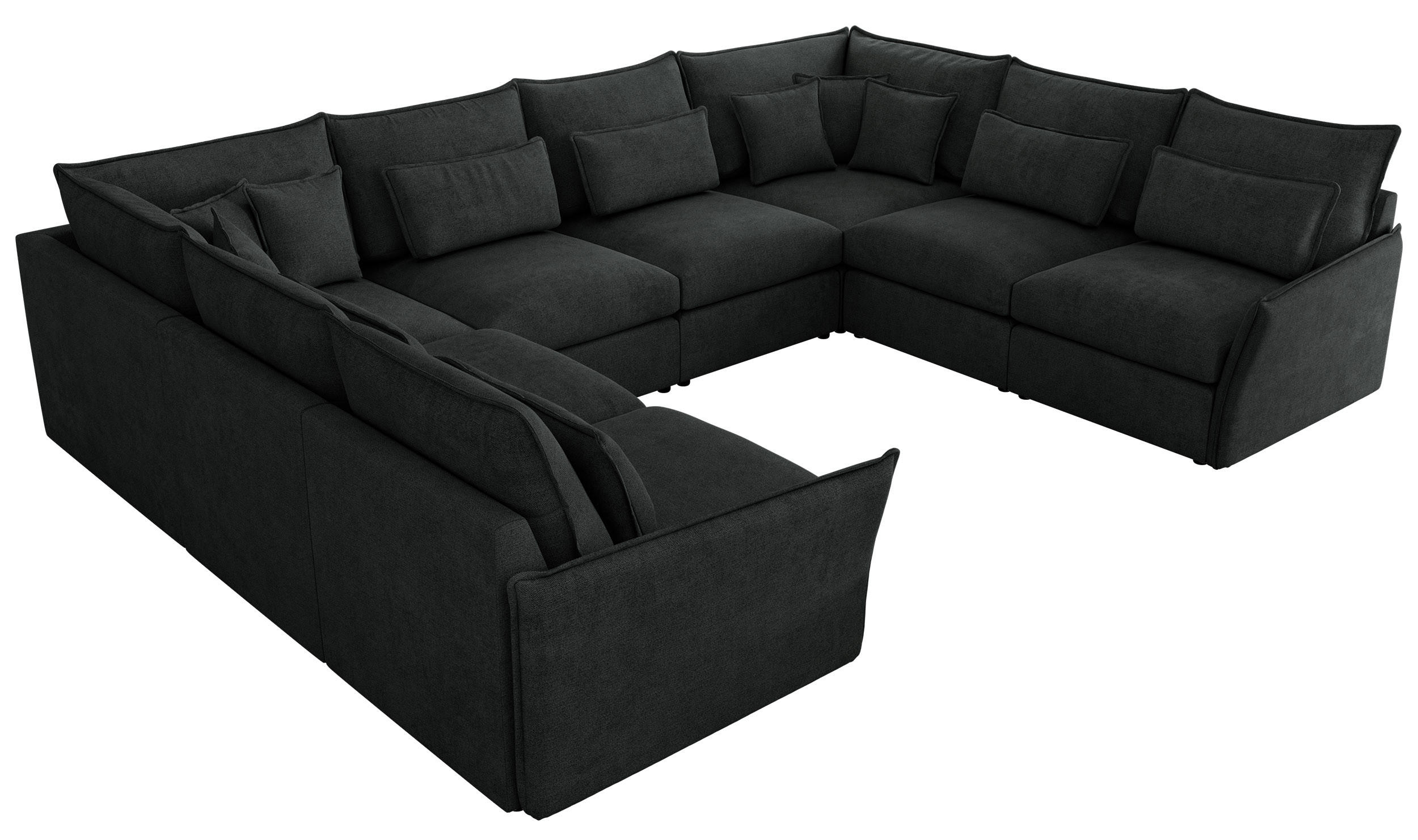 WOHNLANDSCHAFT VERSO U 8M Dunkelgrau Struktur - Dunkelgrau/Schwarz, Kunststoff/Textil (362/93/270cm) - MKS