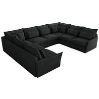 WOHNLANDSCHAFT VERSO U 8M Dunkelgrau Struktur - Dunkelgrau/Schwarz, Kunststoff/Textil (362/93/270cm) - MKS
