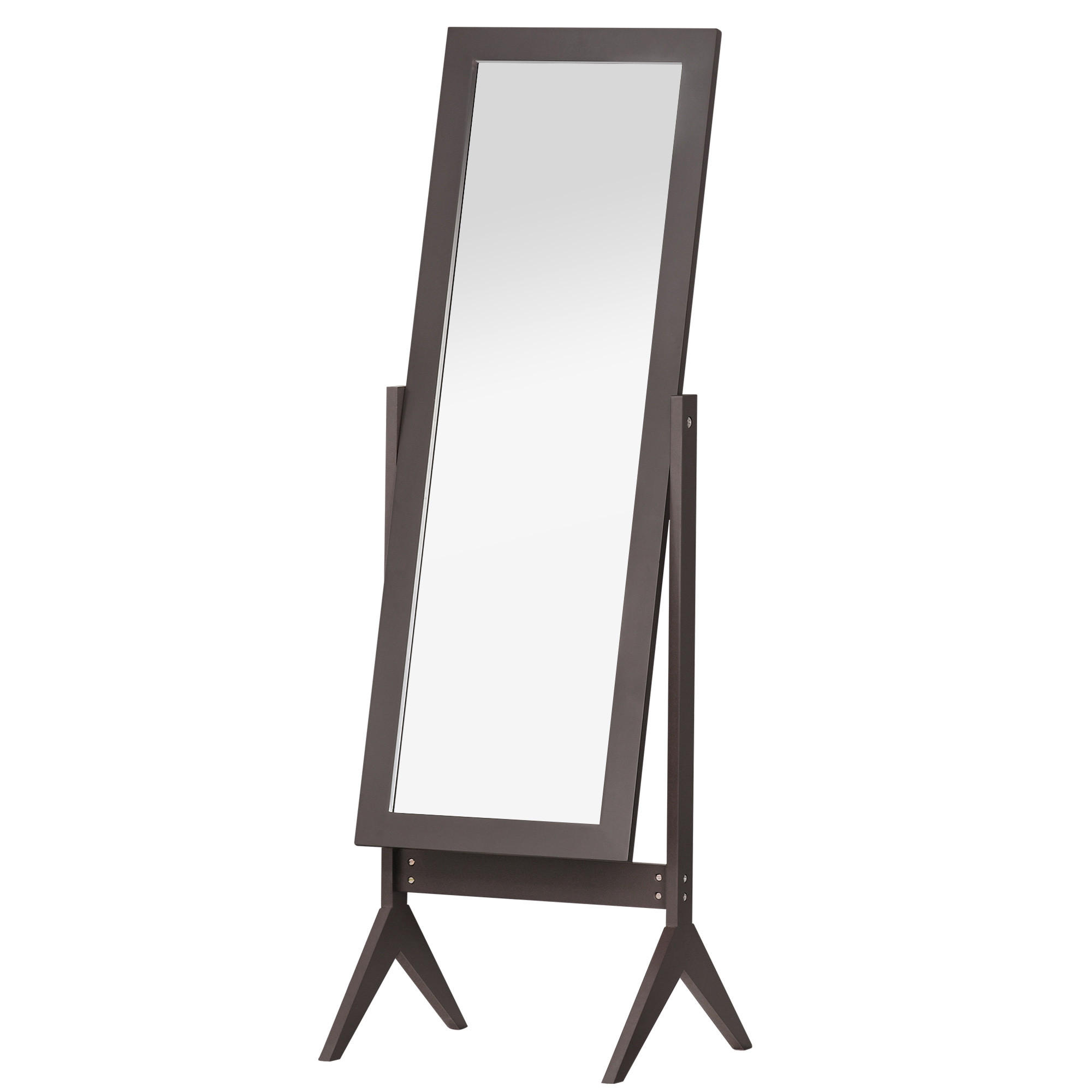 STANDSPIEGEL, Erhöhte Füße, Pflegeleicht, MDF, Kaffee, 47 x 46 x 148 cm - Braun, Glas (46/148/47cm) - HOMCOM