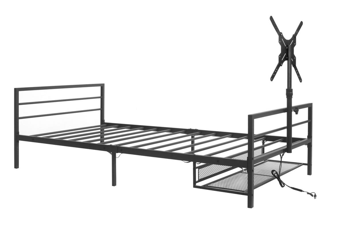 BETT Gaming 206 cm schwarz mit LED-Beleuchtung und verstellbarer Halterung - Schwarz, Metall (90/200cm) - OKWISH