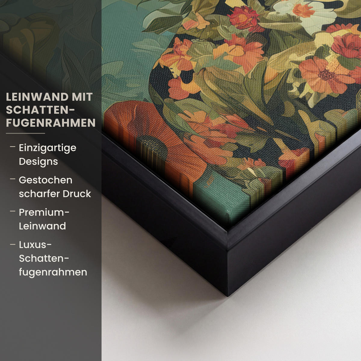 LEINWAND Bilder mit Rahmen - Frau - Blumen - Schmetterlinge - Natur - Vintage - 30x40 - Salbeigrün, Textil (30/40cm) - MuchoWow