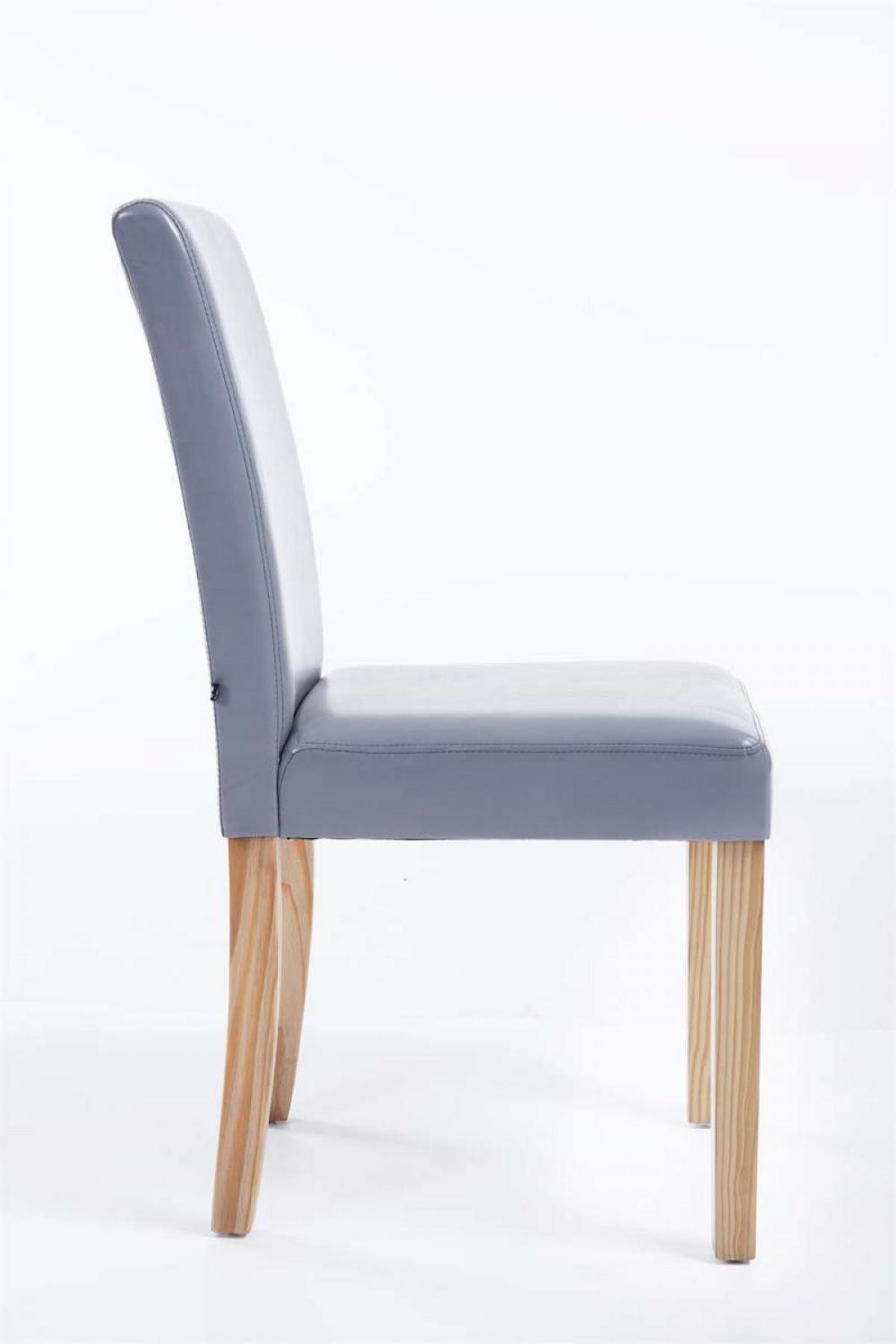STUHL Lederlook grau - Eukalyptusholzfarben/Grau, Holz/Textil (41/91/47cm) - CLP