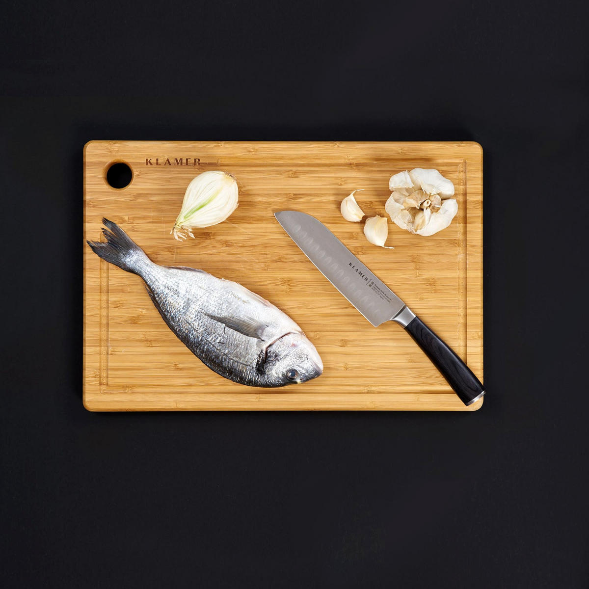 MESSER Premium Santoku Damastmesser 18 cm Pakkaholz - Schwarz, Metall (30cm) - KLAMER