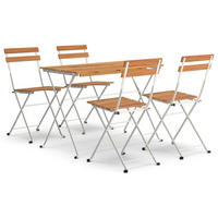 BISTRO-SET 5-teilig Klappbar Massivholz Akazie Und Stahl - Braun, Holz - vidaXL