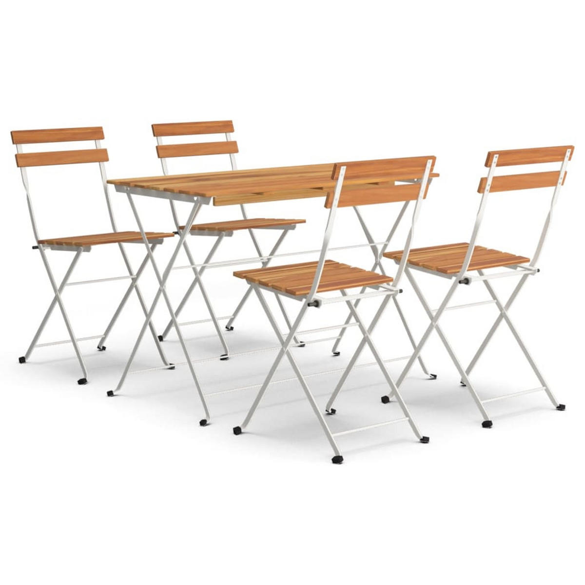 BISTRO-SET 5-teilig Klappbar Massivholz Akazie Und Stahl - Braun, Holz - vidaXL