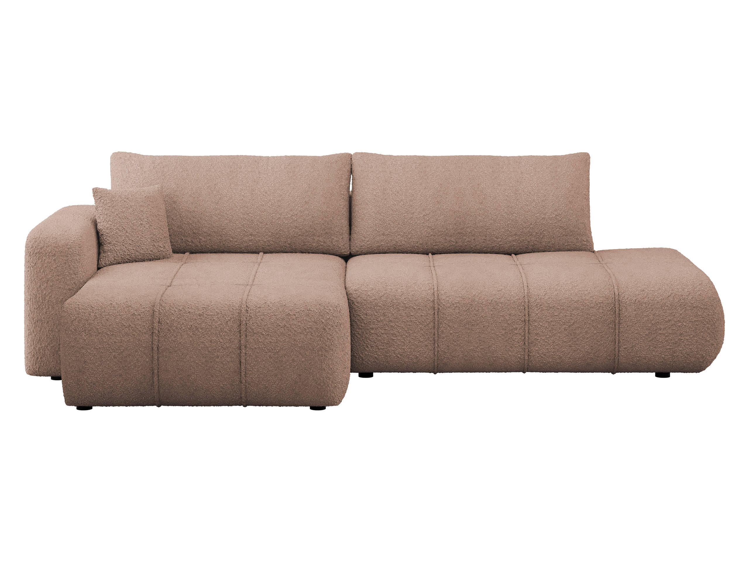 ECKSOFA Furyn O Boucle, Seite: Links - Hellbraun/Schwarz, Holzwerkstoff/Kunststoff (262/145cm) - MIRJAN24